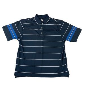 Footjoy FJ Shirt Mens Large Polo Blue Striped Short Sleeve Golf Sports‎ Outdoors